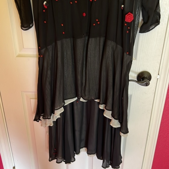 Na-Ta-ya 2 piece flowy midi black sleeveless dress and overlay with roses Med - Picture 3 of 16